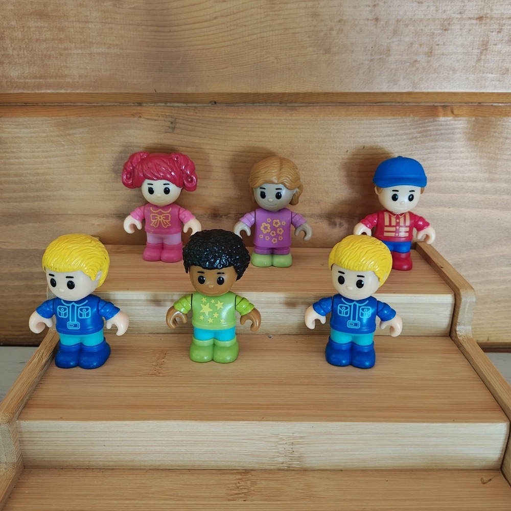 2" Fisher-Price Little People 6 Piece Bundle Red Head Blue‎ Hat ZD1